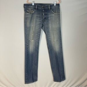 Diesel Blue Bootcut Jeans with Distressed Details